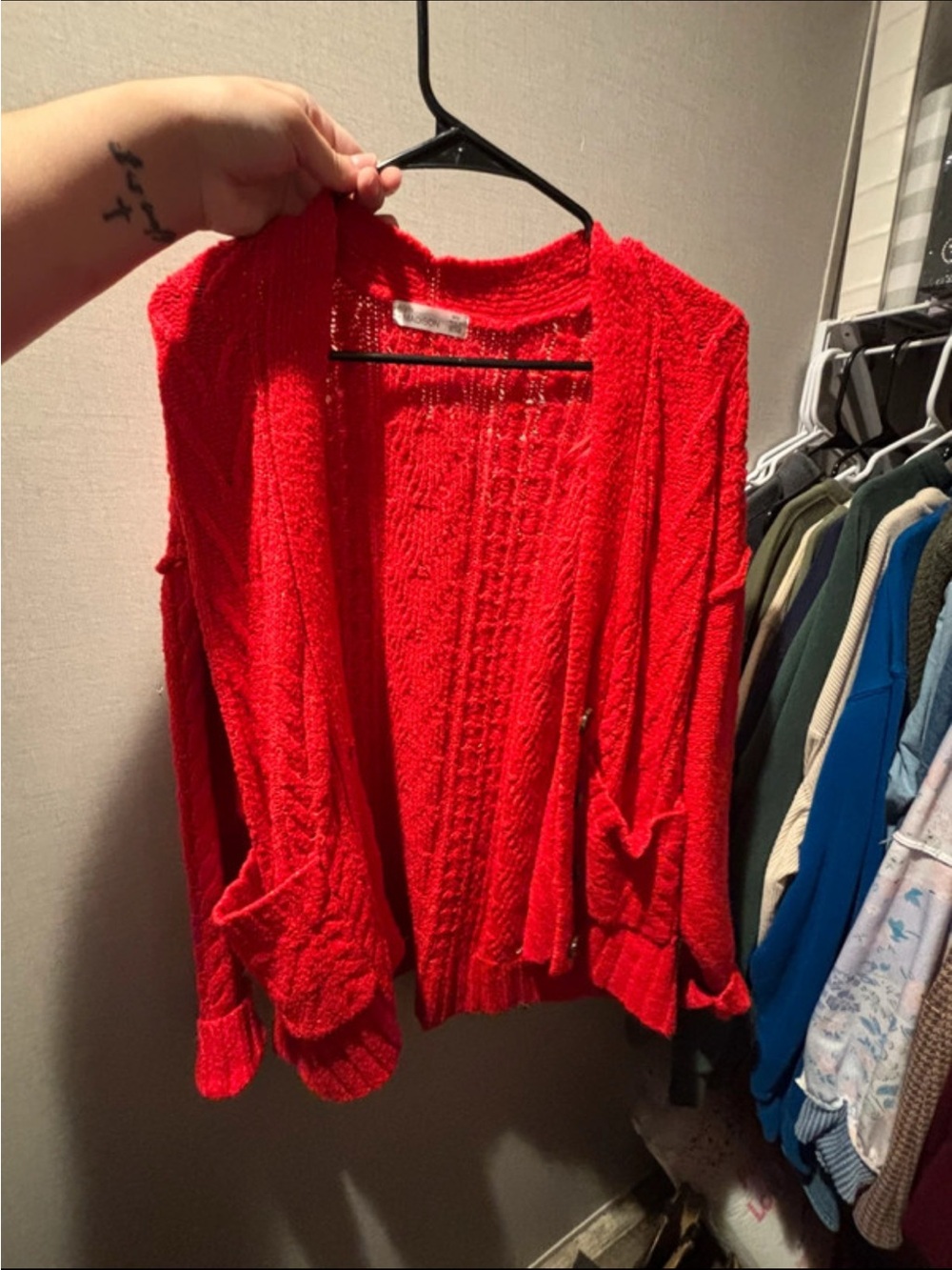 Red Knit Cardigan